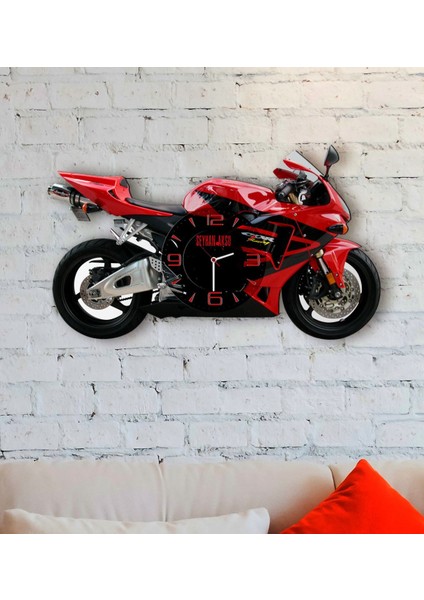 Kişiye Özel Motosiklet Tasarımlı Ahşap Duvar Saati-2