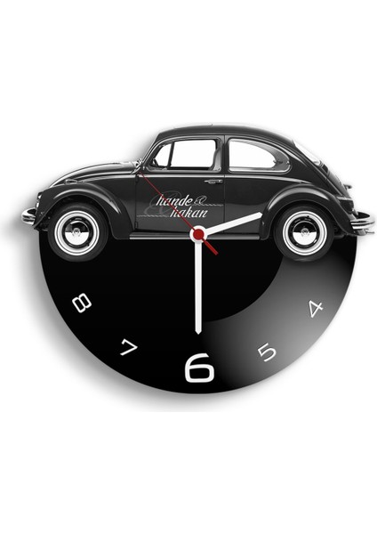Kişiye Özel Retro Beetle Tasarımlı Ahşap Duvar Saati (Model 4)