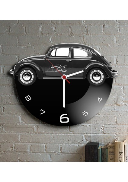 Kişiye Özel Retro Beetle Tasarımlı Ahşap Duvar Saati (Model 4)