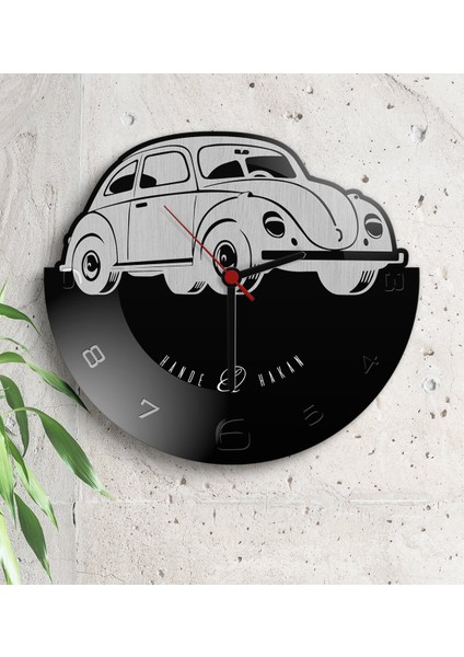 Kişiye Özel Retro Beetle Tasarımlı Ahşap Duvar Saati (Model 3-1)