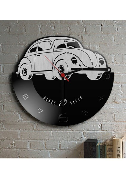 Kişiye Özel Retro Beetle Tasarımlı Ahşap Duvar Saati (Model 3-1)