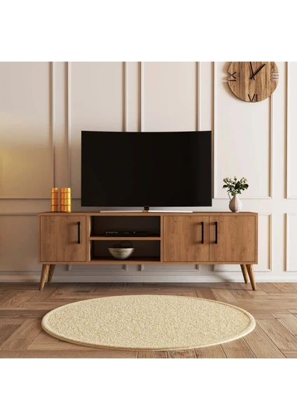 1586 Exxen 150 cm Ahşap Ayaklı Tv Ünitesi Sepet Rengi