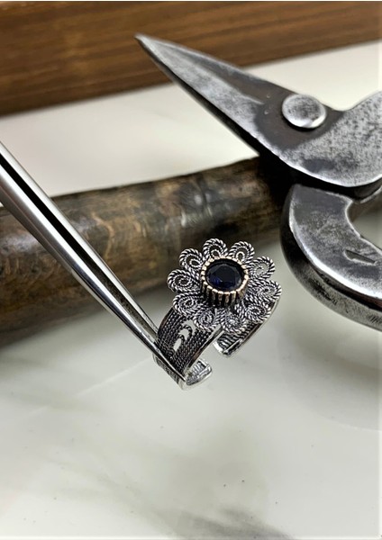 Doğan Silvertelkari Işlemeli El Yapımı Gümüş Yüzük 21455