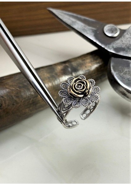 Doğan Silvertelkari Işlemeli El Yapımı Gümüş Yüzük 21459