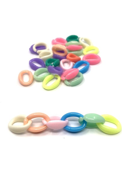 Geçmeli Zincir Boncuk Oval Mix 10 gr (30 Adet)