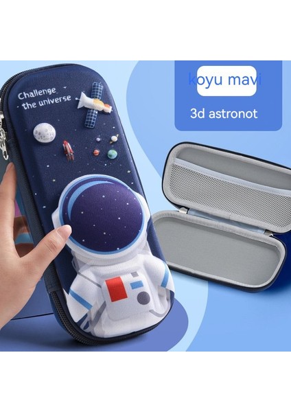 Öğrenci Kalem Çantası Bez Yüzü Eva 3D Karikatür Kalem Çantası Astronot (Yurt Dışından)