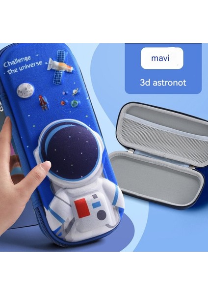 Öğrenci Kalem Çantası Bez Yüzü Eva 3D Karikatür Kalem Çantası Astronot (Yurt Dışından)