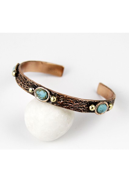 Tılsım Turkuaz & Lapis Lazuli Taşlı & Motifli El Işleme Bakır Bileklik Seti fiyatları