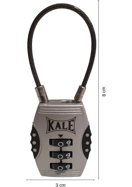 Kale Şifreli Asma Kilit 3 Basamaklı Şifreleme Gri