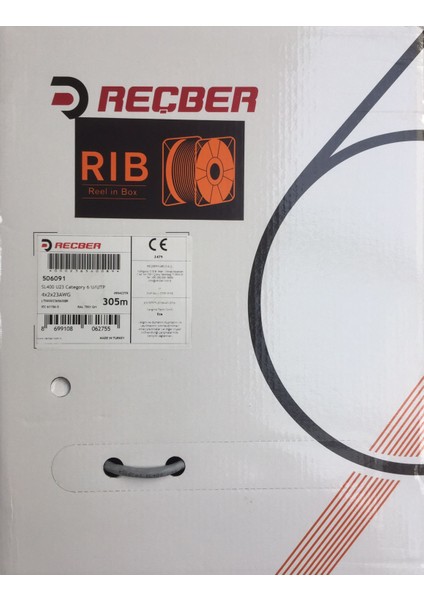 50M Reçber Cat 6 Data Kablosu SL400 U23 6 U/utp 4X2X23AWG Gri