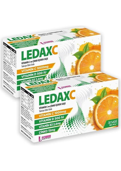 Ledaxc Vitamin C ve Çinko Içeren 30 Saşe 2 Adet