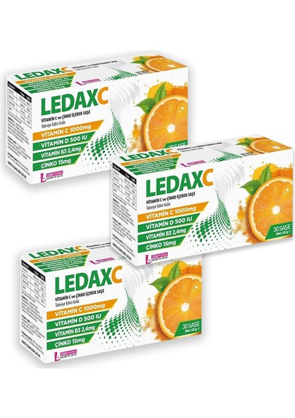 Ledaxc Vitamin C ve Çinko Içeren 30 Saşe 3 Adet