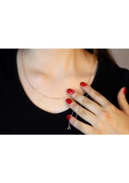 Doğan Silverkadın Gümüş Rose Top Top Zincir ve Bileklik Takım DGN20515