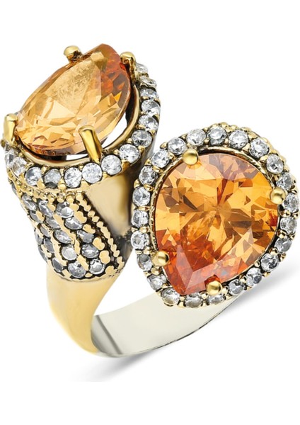 Doğan Silverkadın Sitrin Zirkon Taşlı Otantik Gümüş Yüzük fiyatları