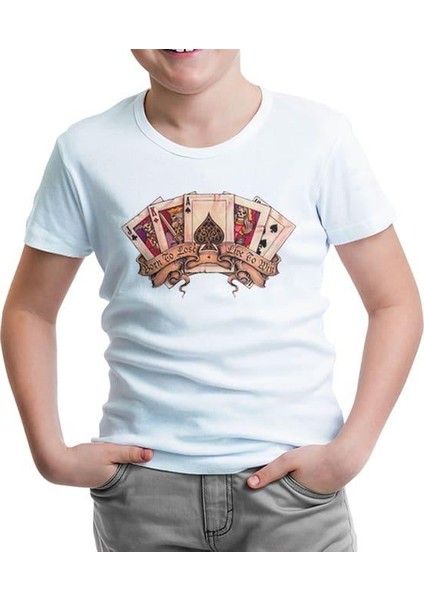 Poker Kartlar - Born To Lose Beyaz Çocuk Tshirt