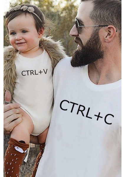 Ctrl C Baba ve Ctrl V Çocuk Tişört-Beden Için Lütfen Mesaj Atınız.