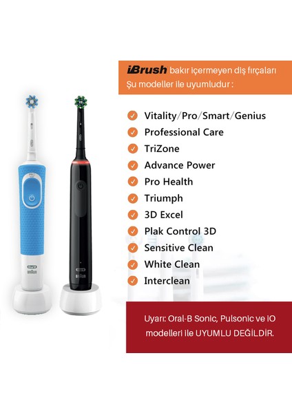 Ibrush Ultra Sensitive Pro Oral-B Şarjlı Diş Fırçası Yedek Başlığı (Bakırsız Dikiş Teknolojisi)