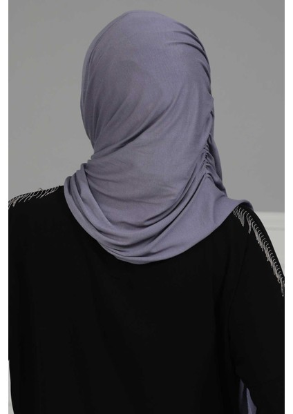 Ayşe Tasarım Pileli Pratik Penye Şal,pudra,ps-16