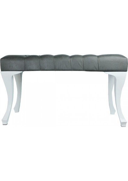 Vinda Kaptioneli Ayakucu Bench Puf 75 cm Antrasit Gri- Taş Düğmeli