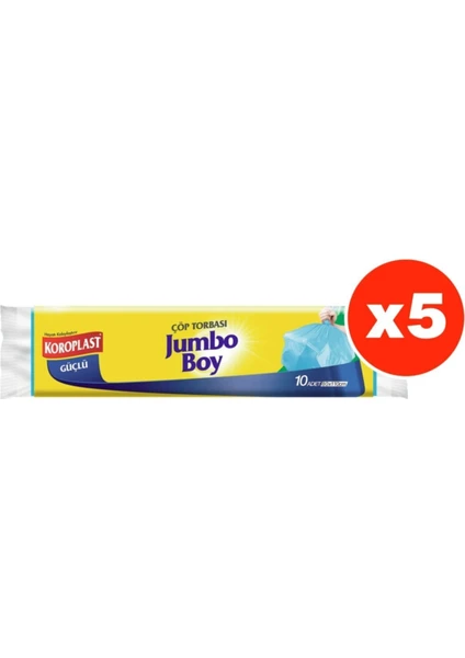 Güçlü Jumbo Boy 10'lu Çöp Torbası x 5 Paket (80 x 110 cm)