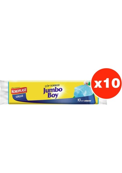 Güçlü Jumbo Boy 10'lu Çöp Torbası x 10 Paket (80 x 110 cm)