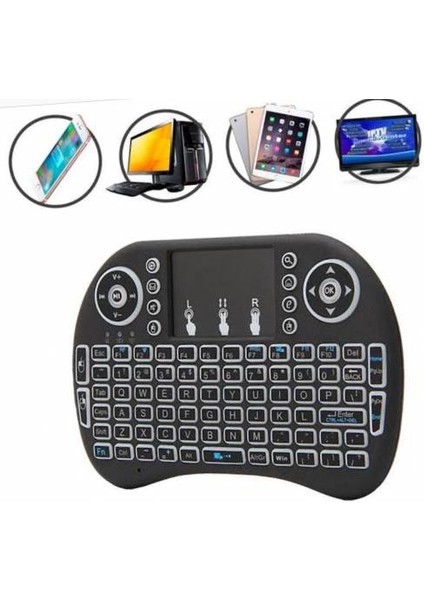 Işıklı Kablosuz Mini Klavye Tv Televizyon Ps3 Dokunmatik Mouse Ps3 Klavyemini modelleri