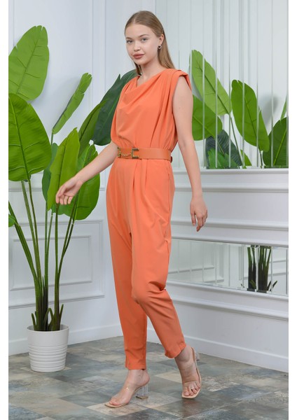 Orange Kadın Vatkalı Kemer Detaylı Sıfır Kol Cepli Tulum NB10051 fiyatları