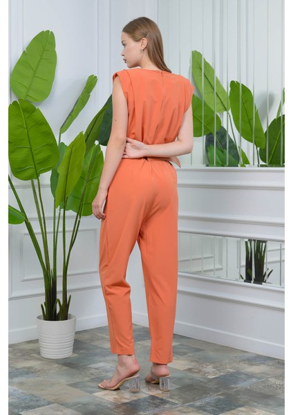 Orange Kadın Vatkalı Kemer Detaylı Sıfır Kol Cepli Tulum NB10051 indirimleri