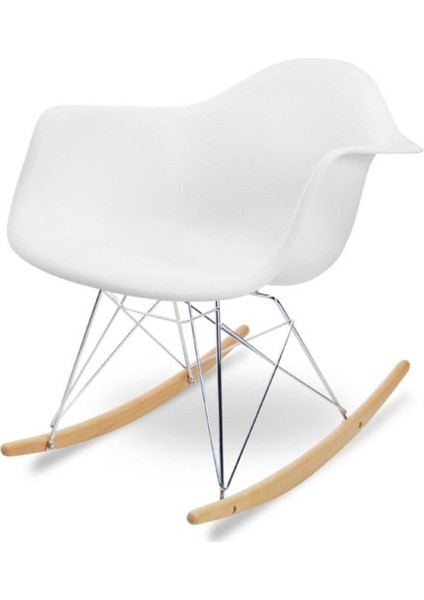 Sallanır Ahşap Ayaklı Plastik Çocuk Koltuk Beyaz