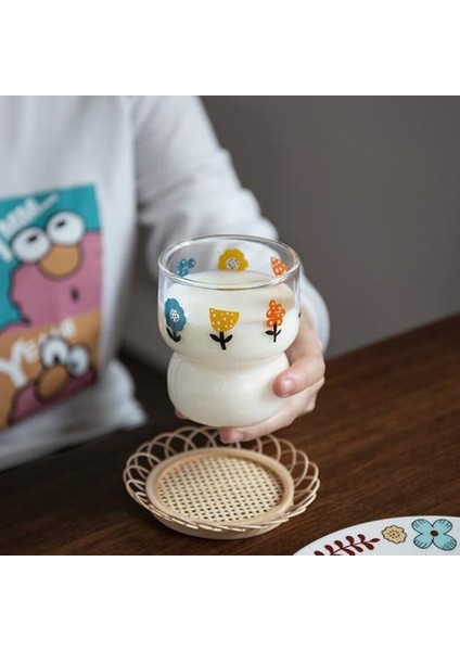 Kore Stil Cam Su Süt Bardak Isıya Dayanıklı (Yurt Dışından)