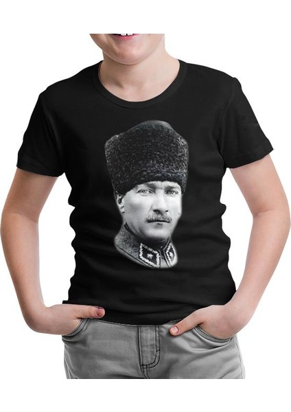 Atatürk - Portre Apolet Siyah Çocuk Tshirt