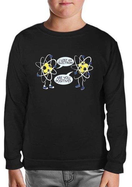 Okul ve Bilim - Fizik ve Elektron Siyah Çocuk Sweatshirt