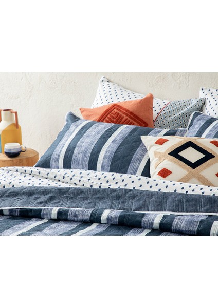 Denim Stripe Çok Amaçlı Tek Kişilik Yatak Örtüsü Takımı 160 x 220 cm Lacivert modelleri