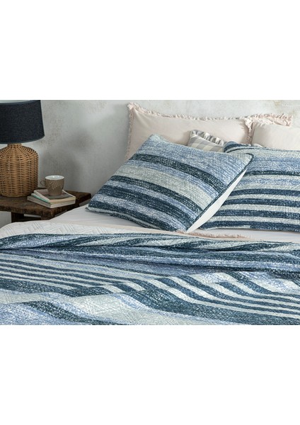 River Çok Amaçlı Çift Kişilik Yatak Örtüsü Takımı 200 x 220 cm Mavi fiyatları