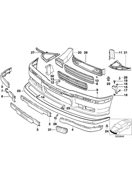 Bmw E36 Tampon Izgarası Ön Orta 1991-1998 M-Tech 51112250685 fiyatları