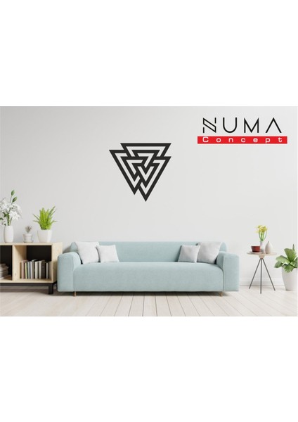 Numa Concept Valknut Üçgen Tablo Mdf Duvar Dekorasyon Lazer Kesim 37x37 Cm