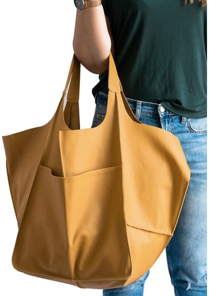Kadınlar Basit Büyük Çanta Satchel Çanta Omuz Çantaları Çanta Yumuşak Crossbody Boy Çanta (Yurt Dışından)