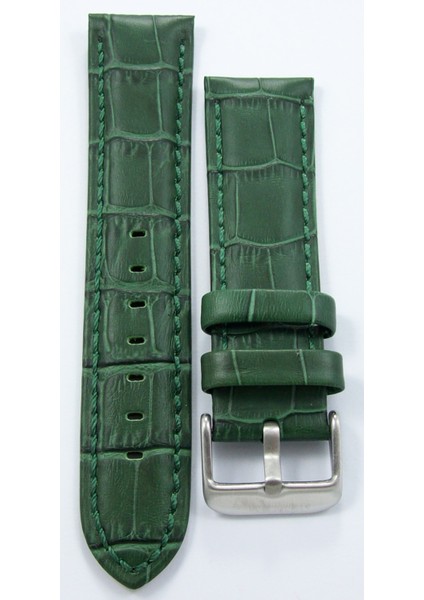 Bizon Deri Saat Kordonu 22MM Yeşil Dikişli Saat Kayışı Krokodil fırsatları