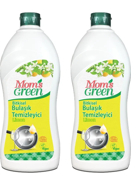 Mom's Green Bitkisel Elde Bulaşık Deterjanı Limon Eco 750 ml 2 Li Set