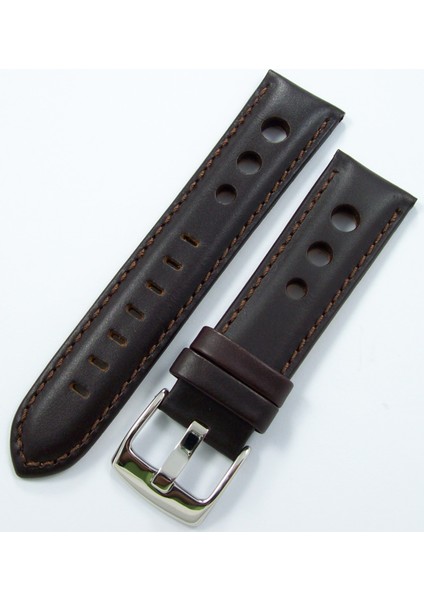 Bizon Koyu Kahverengi Deri Saat Kordonu 24MM Delikli Saat Kayışı