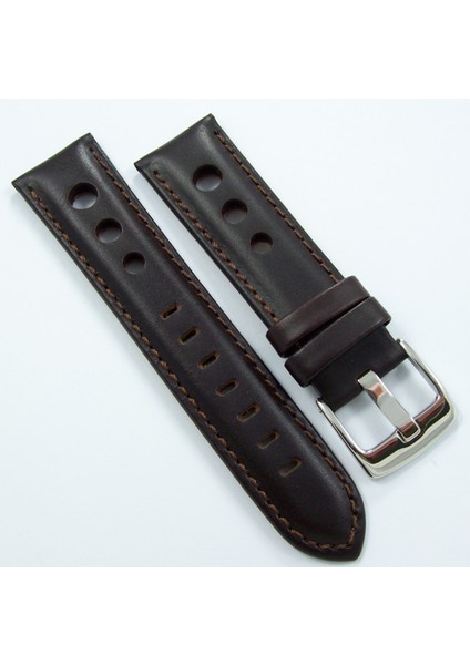Bizon Koyu Kahverengi Deri Saat Kordonu 24MM Delikli Saat Kayışı modelleri