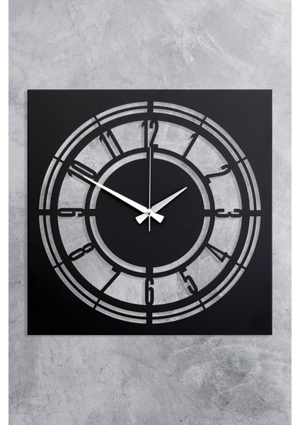 Metal Akar Saniye Sessiz Mekanizma Dekoratif Duvar Saati 41 cm