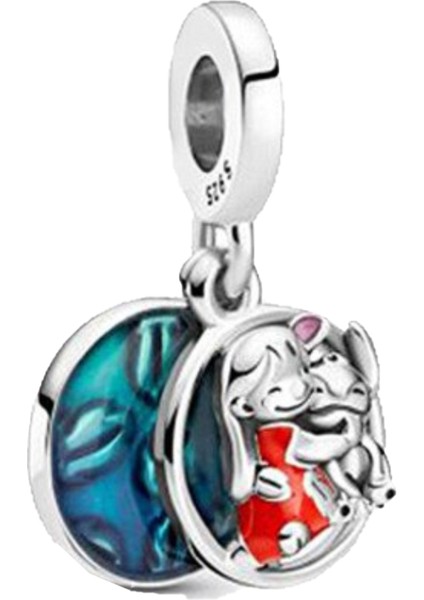925 Ayar Disney Lilo ve Stitch Aile Sallantılı Charm
