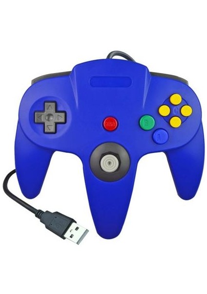 USB Kablolu N64 Denetleyicisi Gamepad Joystick Pc Oyunları Için Gamecube Için Klasik 64 Konsollar Oyunları Için Oyun Pedi | Gamepads (Mavi) (Yurt Dışından)