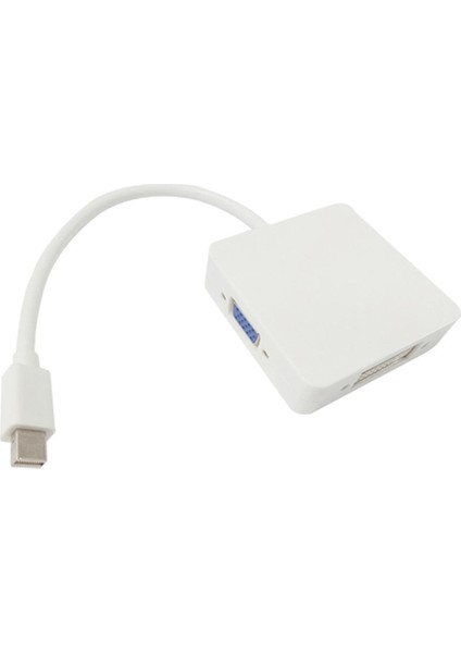 3-In-1 Mini Ekran Bağlantı Noktası DVI VGA Kablo Adaptörü - Beyaz (Yurt Dışından)
