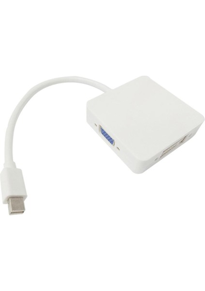 3-In-1 Mini Ekran Bağlantı Noktası DVI VGA Kablo Adaptörü - Beyaz (Yurt Dışından)