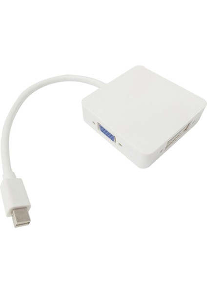 3-In-1 Mini Ekran Bağlantı Noktası DVI VGA Kablo Adaptörü - Beyaz (Yurt Dışından)