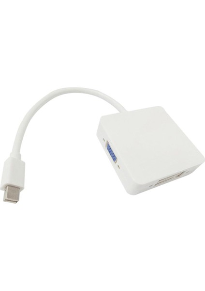 3-In-1 Mini Ekran Bağlantı Noktası DVI VGA Kablo Adaptörü - Beyaz (Yurt Dışından)