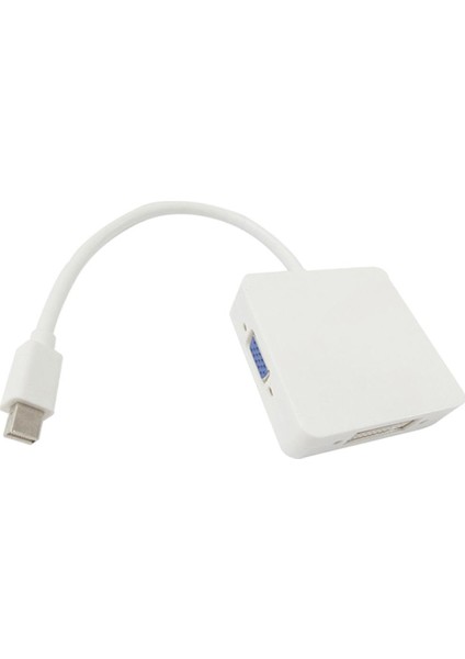 3-In-1 Mini Ekran Bağlantı Noktası DVI VGA Kablo Adaptörü - Beyaz (Yurt Dışından)