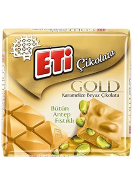 Gold Antep Fıstıklı Karamelize Beyaz Çikolata 60 gr x 10 Adet